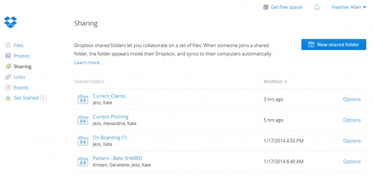 Dropbox for business screenshot