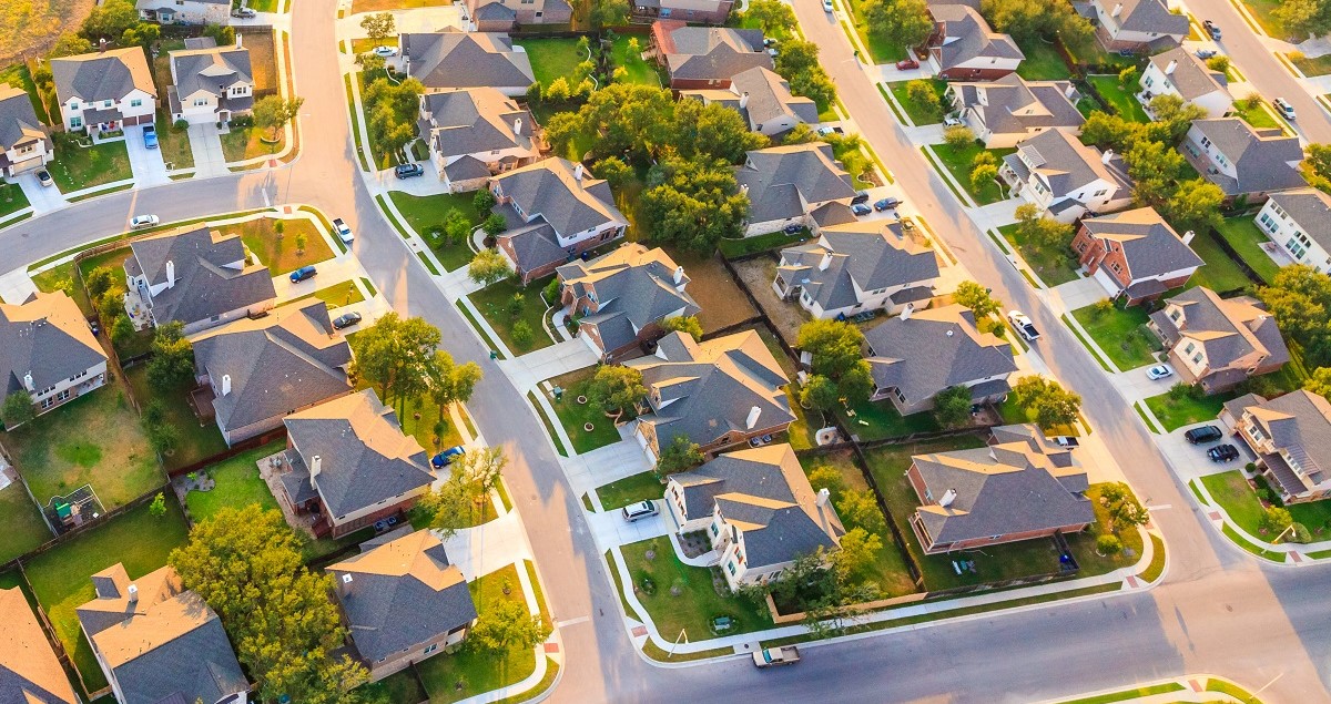 aerial view of suburban Austin Texas