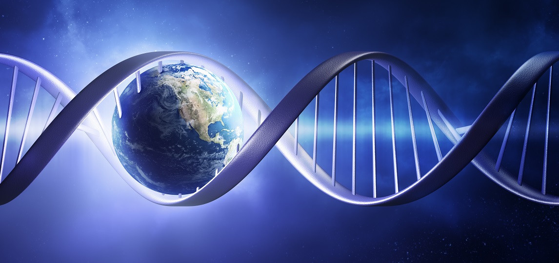 Glowing earth DNA strand